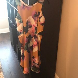 Floral dress with side cut outs